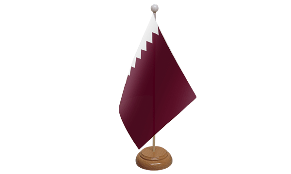 Qatar Small Flag with Wooden Stand